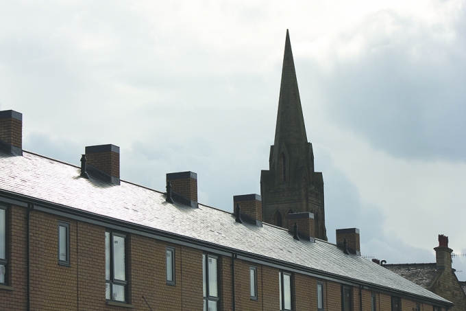St Mary's Church with new homes