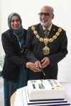 The Mayor of Pendle cutting the cake at the opening of Every Street